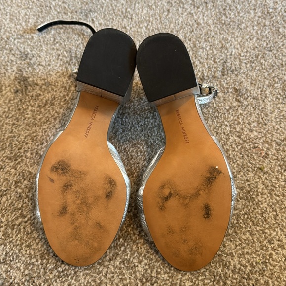 REBECCA MINKOFF Capriana silver ankle strap chunky heel sandal sz 7.5 - Picture 5 of 5